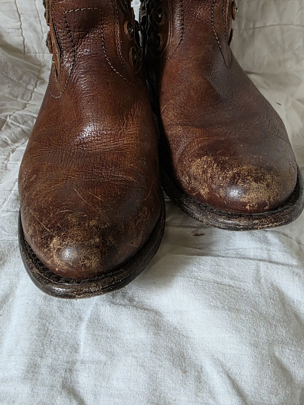 Frye Brown Leather Studded Ankle Boots - Picture 3 of 6
